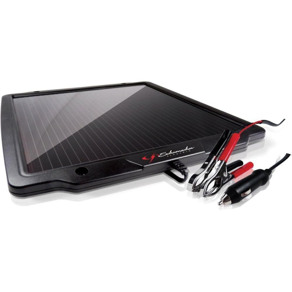 imageSchumacher Electric 48W Solar Car Battery Maintainer Amorphous Solar Technology Water Resistant for 12V Power Sport Automotive and Marine Batteries SP400