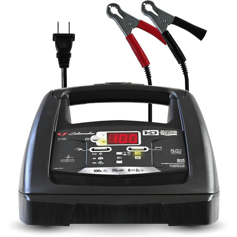 imageSchumacher Electric 6A Car Battery Charger and 100A Engine Starter 6in1 Solution Maintainer 30A Boost for 6V12V Power Sport Automotive and Marine Batteries SC13086V  12V Battery Charger  Engine Starter