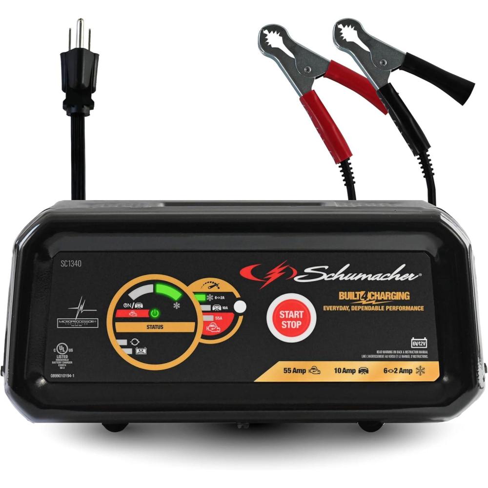 imageSchumacher Electric 6A Car Battery Charger and 55A Engine Starter 4in1 Solution Maintainer 10A Boost for 6V12V Power Sport Automotive and Marine Batteries SC1340
