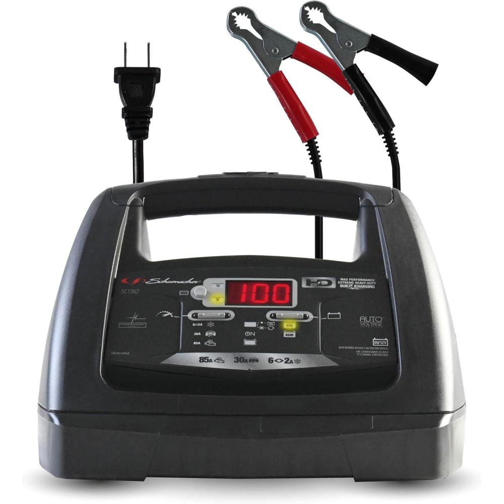 imageSchumacher Electric 6A Car Battery Charger and 85A Engine Starter 6in1 Solution Maintainer 30A Boost for 6V12V Power Sport Automotive and Marine Batteries SC1362Battery Charger and Engine Starter