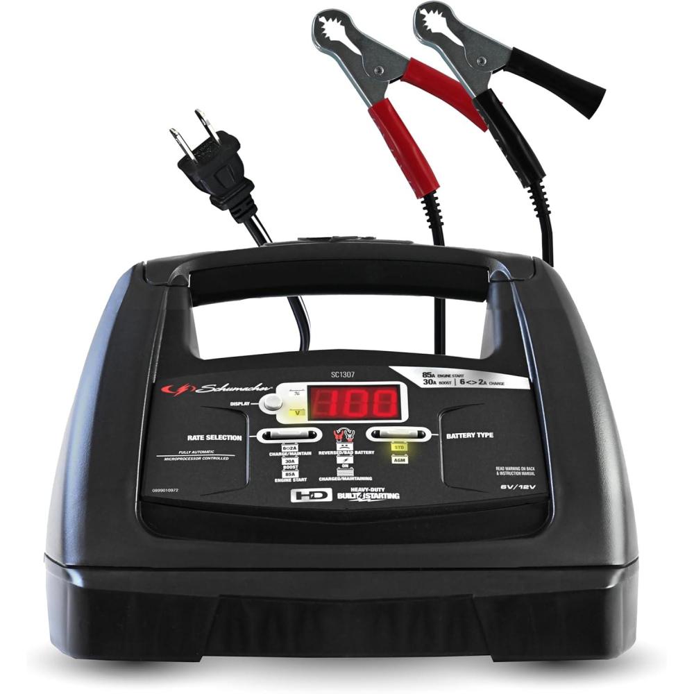 imageSchumacher Electric 6A Car Battery Charger and 85A Engine Starter 6in1 Solution Maintainer 30A Boost for 6V12V Power Sport Automotive and Marine Batteries SC1307