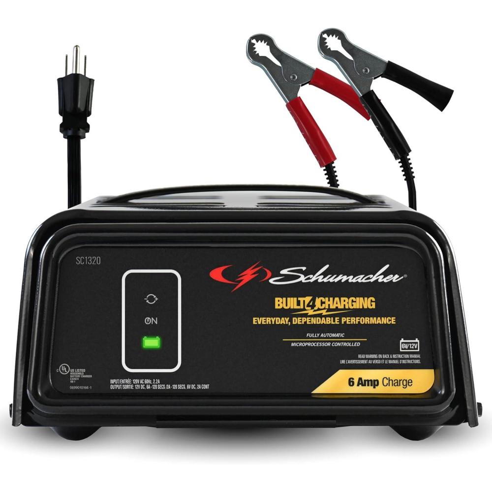 imageSchumacher Electric 6A Car Battery Charger and Maintainer 3in1 Solution for 6V12V Power Sport Automotive and Marine Batteries SC13206V12V 6A Battery Charger and Maintainer