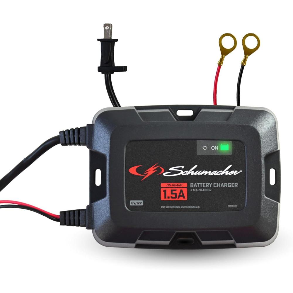 imageSchumacher Electric 6V  12V Fully Automatic Battery Charger ampamp Maintainer for Car Motorcyle Lawn Mower ampamp Power Sports Batteries  1A Fully Automatic  with MultiStage Charging  SC158615 Amp