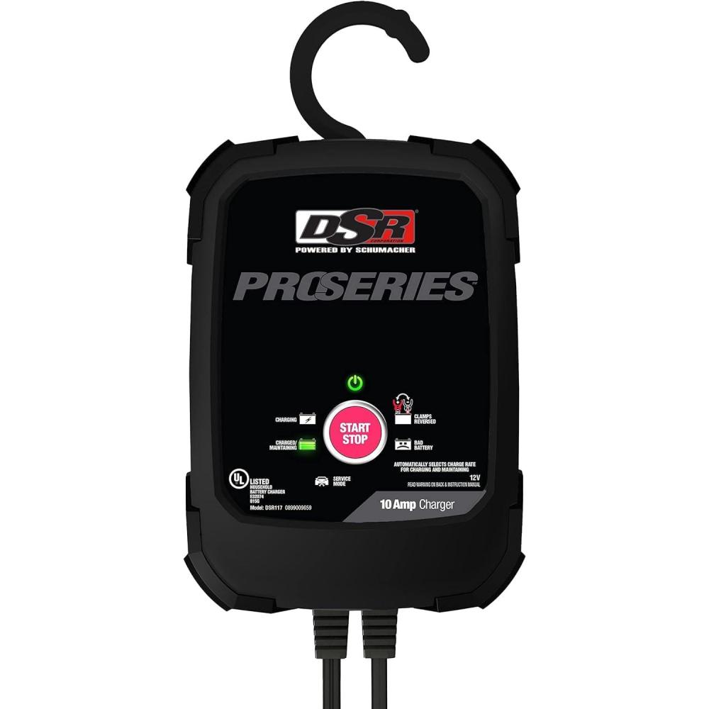 imageSchumacher Electric DSR Pro Series 12V  10 amp Battery Charger for Cars Trucks ampamp SUVs  ServiceMode ampamp Reverse HookUp Protection  MicroprocessorControlled  DSR117One Size