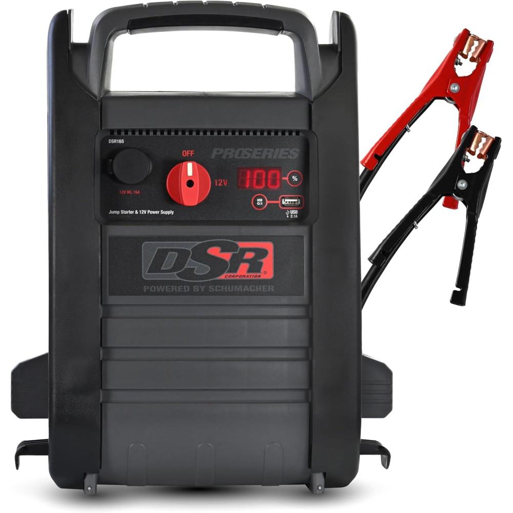 imageSchumacher Electric DSR ProSeries Car Battery Jump Starter  2200 Peak Amp 12V Car Starter Jump Box ampamp Portable Power Station  Digital Display HeavyDuty Clamps  DSR16512V 2200 Peak Amp