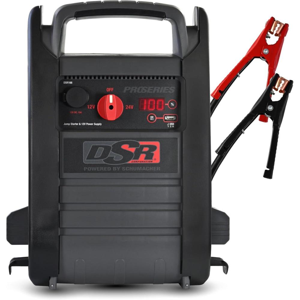 imageSchumacher Electric DSR ProSeries Car Battery Jump Starter  2200 Peak Amp 12V Car Starter Jump Box ampamp Portable Power Station  Digital Display HeavyDuty Clamps  DSR1651224V 4400 Peak Amp