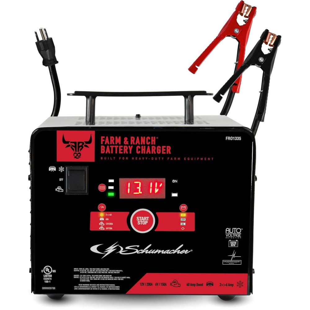 imageSchumacher Electric Farm ampamp Ranch 6A Car Battery Charger and 200A Engine Starter 4in1 Solution Maintainer 40A Boost for 6V12V Power Sport Automotive and Marine Batteries FR01335Battery Charger