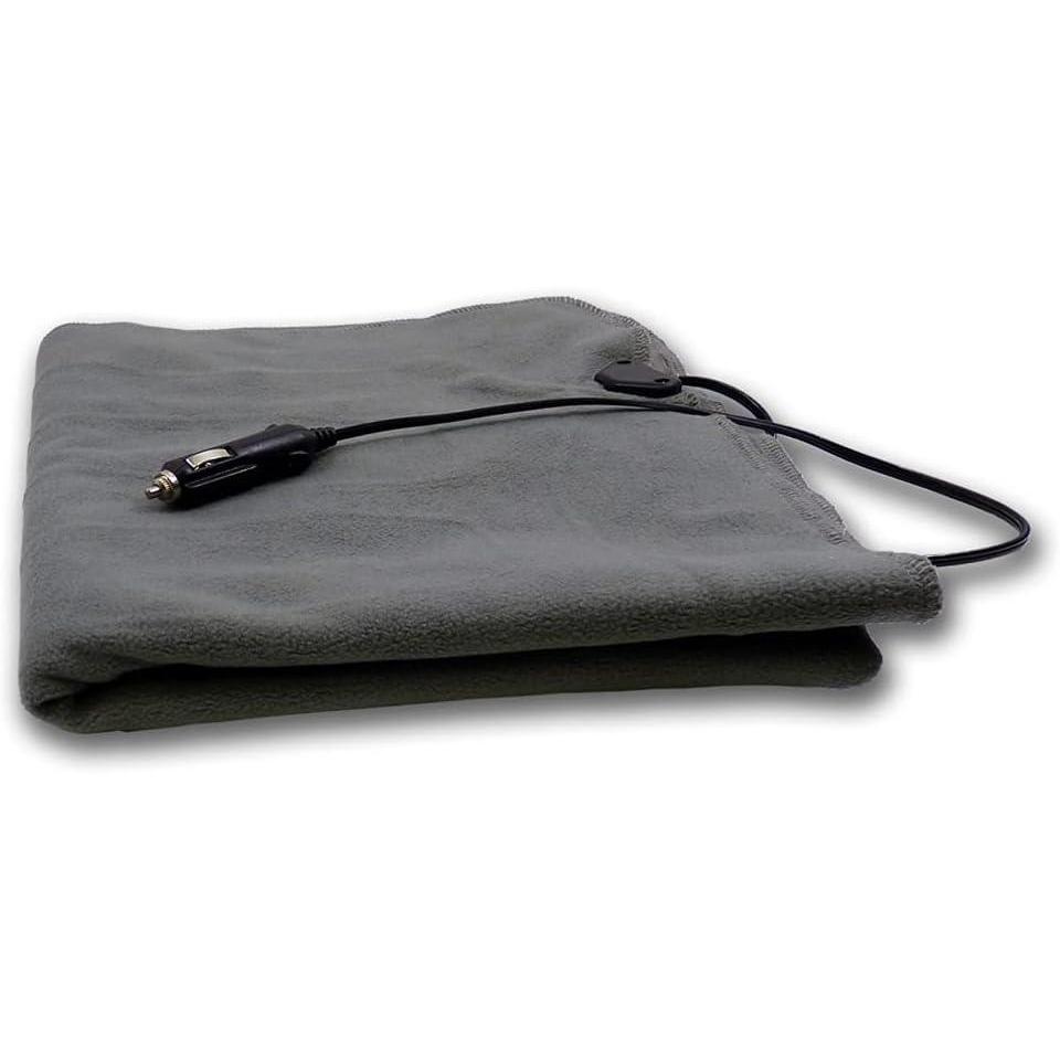 imageSchumacher Electric Heated Polar Fleece Lap Blanket SA877 64 Inch Cord for Emergencies Road Trips Camping and Tailgating Plugs into 12 Volt DC Accessory OutletGray