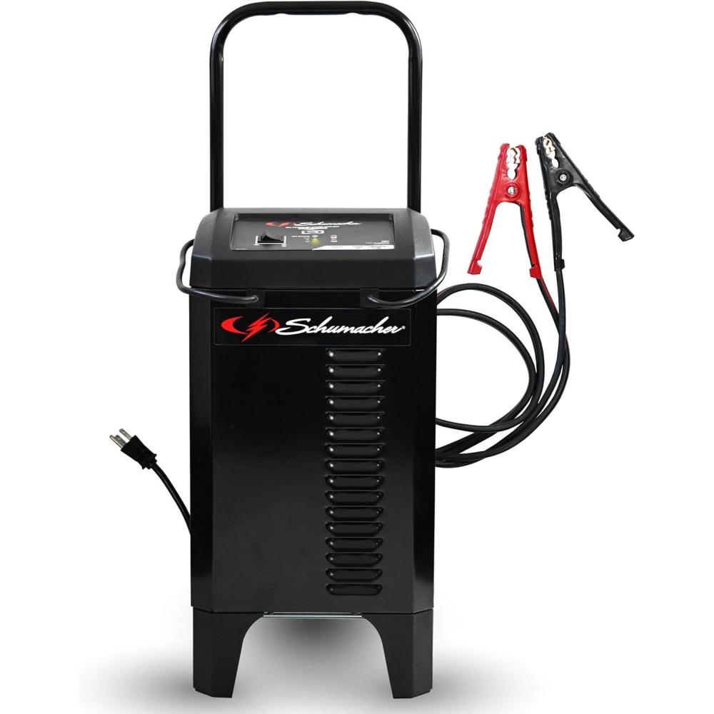 imageSchumacher Electric Wheeled Automatic 6A Car Battery Charger and 150A Engine Starter 4in1 Solution Maintainer 20A Boost for 12V Automotive and Marine Batteries SC1364