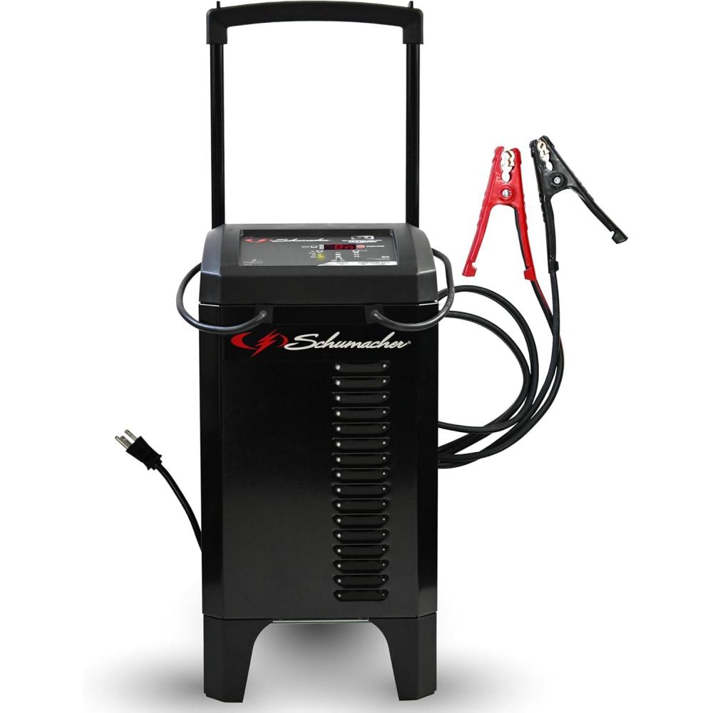 imageSchumacher Electric Wheeled Automatic 6A Car Battery Charger and 200A Engine Starter 4in1 Solution Maintainer 40A Boost for 12V Power Sport Automotive and Marine Batteries SC1324612V 40250A