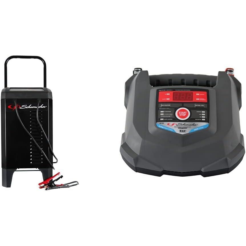 imageSchumacher Electric Wheeled Automatic 6A Car Battery Charger and 200A Engine Starter 6in1 Solution Maintainer 40A Boost for 6V12V Power Sport Automotive and Marine Batteries SC1309612V 40200A