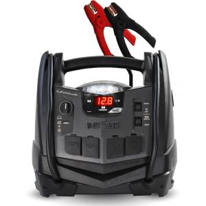 imageSchumacher Electric 1200A Car Battery Jump Starter and Portable Power Station 6in1 Solution for 12V Batteries 150PSI Air Compressor 200 Continuous400 Peak Watt Inverter SJ1332