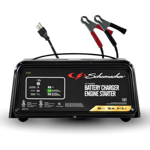imageSchumacher Electric 6A Car Battery Charger and 50A Engine Starter 4in1 Solution Maintainer 10A Boost for 12V Power Sport Automotive and Marine Batteries SC136150A 12V Car Battery Charger