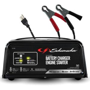 imageSchumacher Electric 6A Car Battery Charger and 50A Engine Starter 4in1 Solution Maintainer 10A Boost for 12V Power Sport Automotive and Marine Batteries SC130550amp engine start  10amp boost
