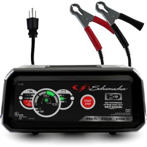 imageSchumacher Electric 6A Car Battery Charger and 80A Engine Starter 4in1 Solution Maintainer 20A Boost for 12V Power Sport Automotive and Marine Batteries SC13066A Car Battery Charger and 80A Engine Starter