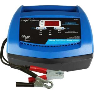 imageSchumacher Electric Ship n Shore 15A Car Battery Charger and Maintainer 4in1 Solution Battery Tester for 6V12V Power Sport Automotive and Marine Batteries SC1360Without StartStop Button