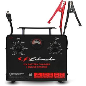 imageSchumacher Electric 6V12V Time Controlled Battery Charger amp Engine Starter  Precision Controlled Charger with 135minute Timer amp Overload Protection  250 Cranking Amps amp 3 Boost Modes  SC1667